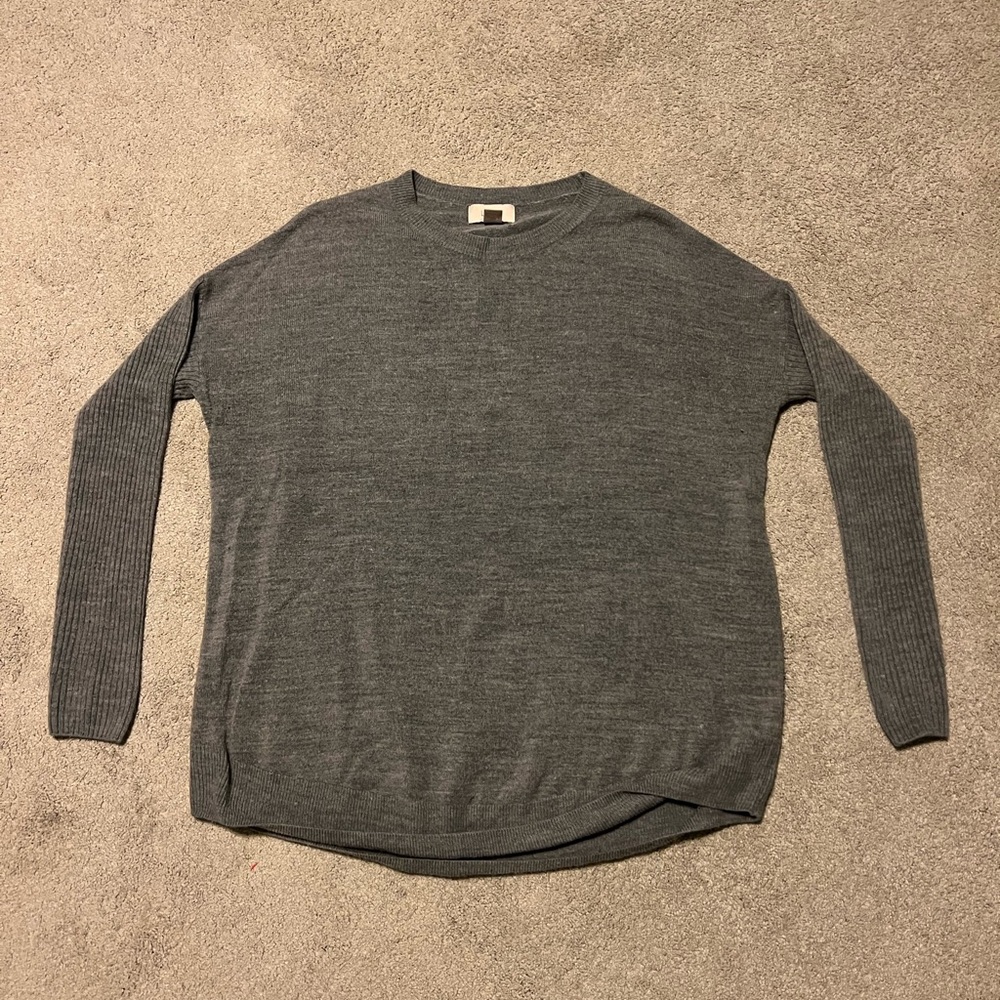LOFT Gray Crew Neck Sweater